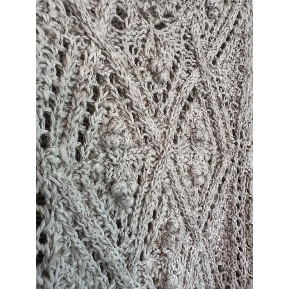 Vintage‎ 100% Ramie/Cotton Knotted Crochet Oatmeal Sweater 3/4 Sleeve Size SMALL - Picture 5 of 16
